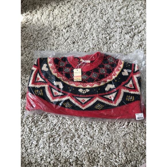 Marine Layer Archive Alpine Sweater Fair Isle Wool Pullover Red Rainbow NWT XS - Picture 4 of 9